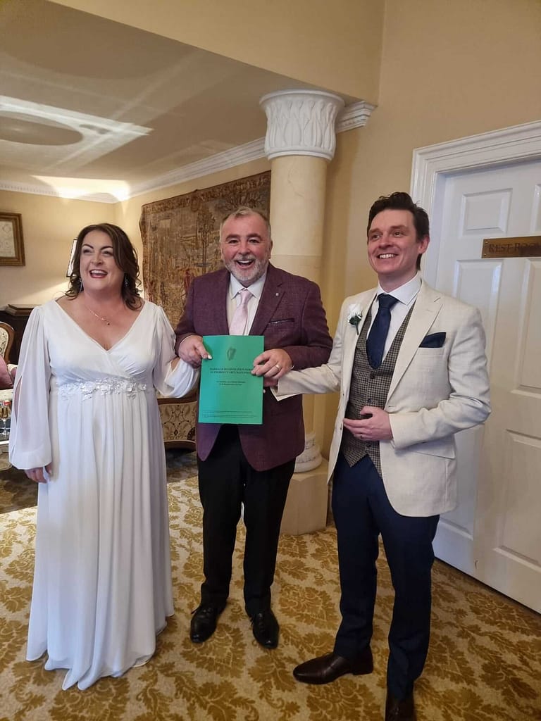 Sharon Hannon and James Butler marry at Hayfield Manor hotel in Cork with Brian Twomey Celebrant